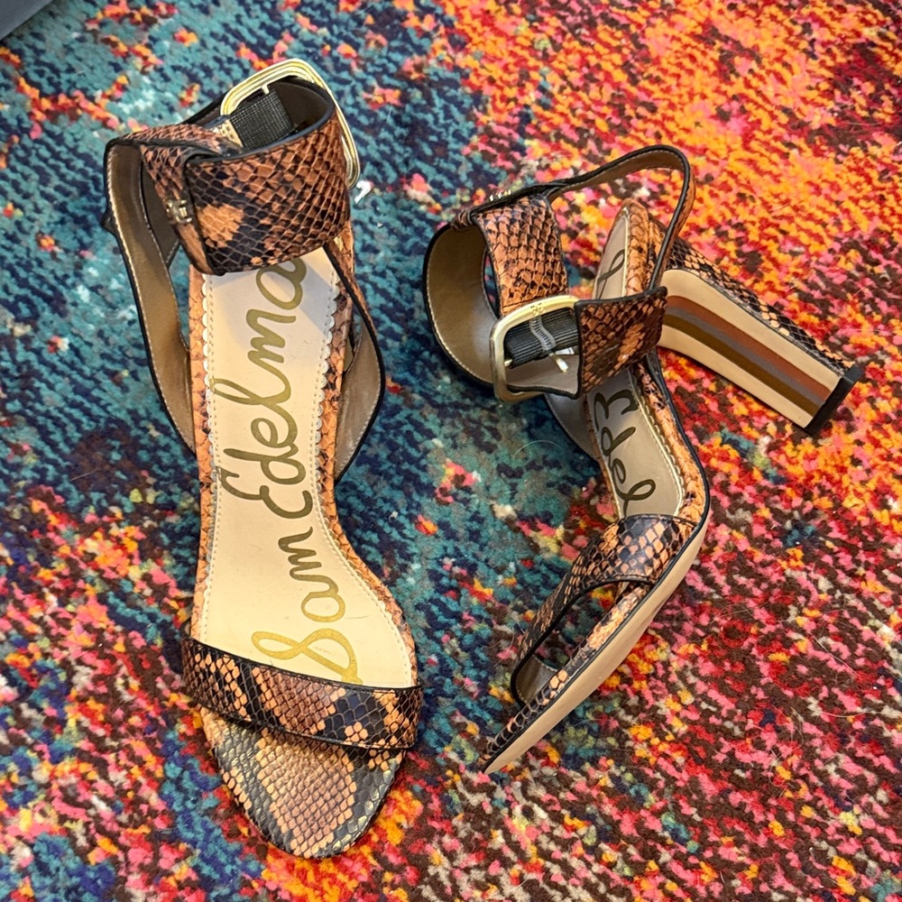 Sam Edelman Tan Snake Print Heels
